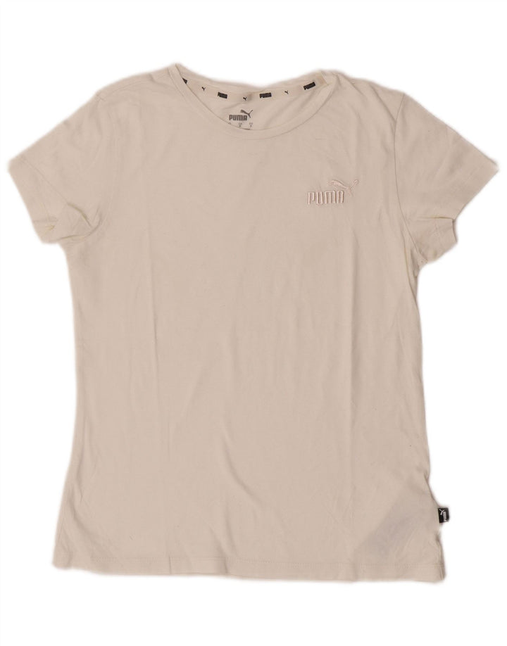 Puma Damen T-Shirt Top UK 10 Small Off White Cotton