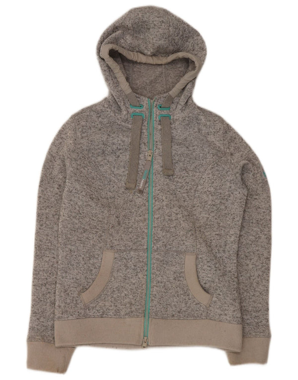 Superdry Damen Graphic Zip Hoodie Sweater UK 16 Large Grau meliert