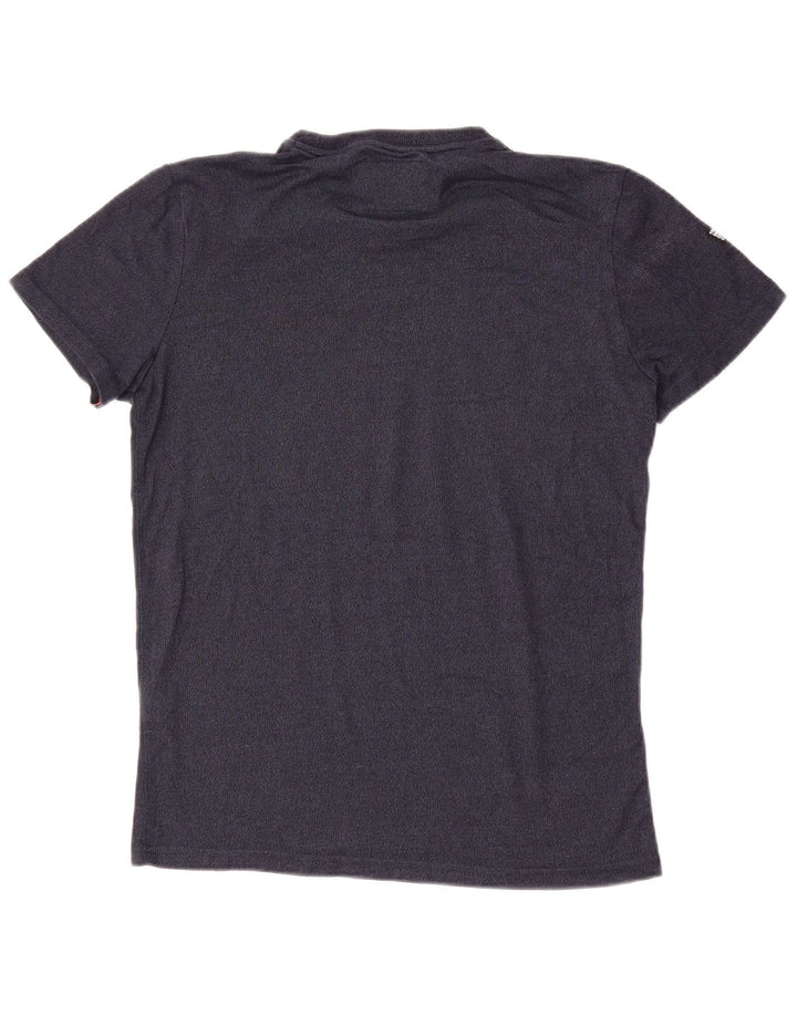 SUPERDRY Herren-T-Shirt-Oberteil aus mittelblauer, gesprenkelter Baumwolle