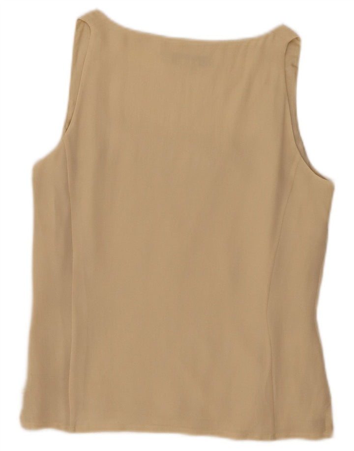 Blunauta Damen ärmelloses Blusenoberteil IT 42 Mittelbeige Seide
