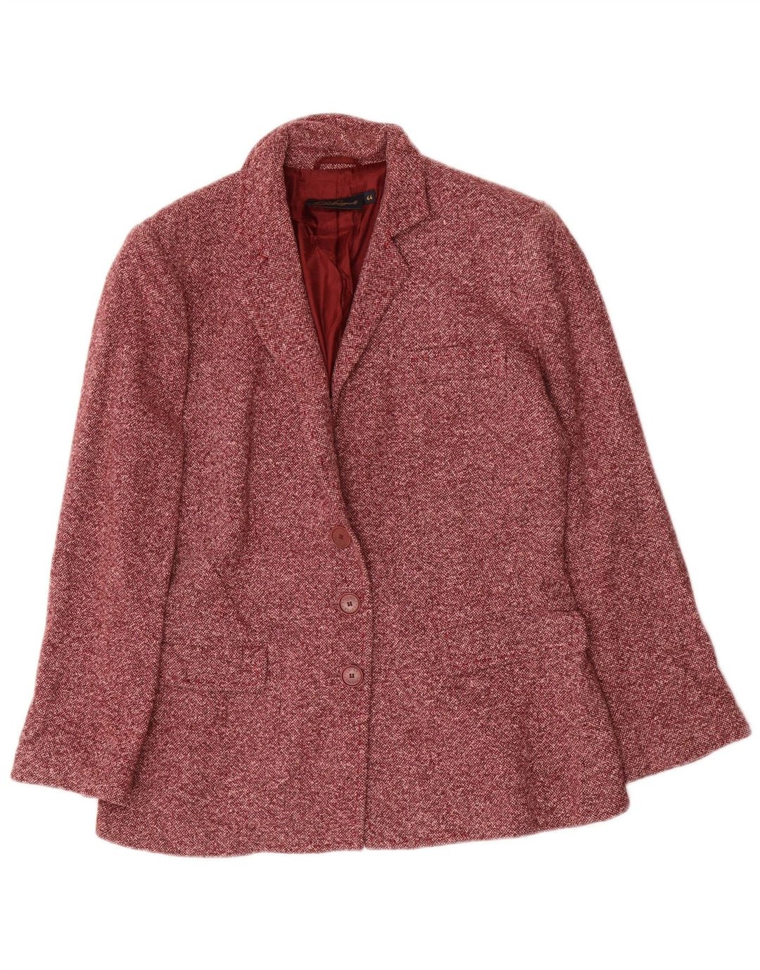 Luisa Spagnoli Damen 3-Knopf-Blazerjacke IT 44 Mittelrot gesprenkelte Wolle