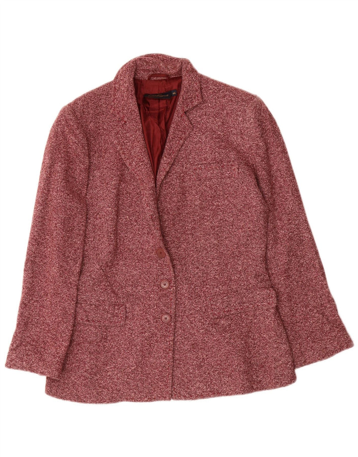 Luisa Spagnoli Damen 3-Knopf-Blazerjacke IT 44 Mittelrot gesprenkelte Wolle