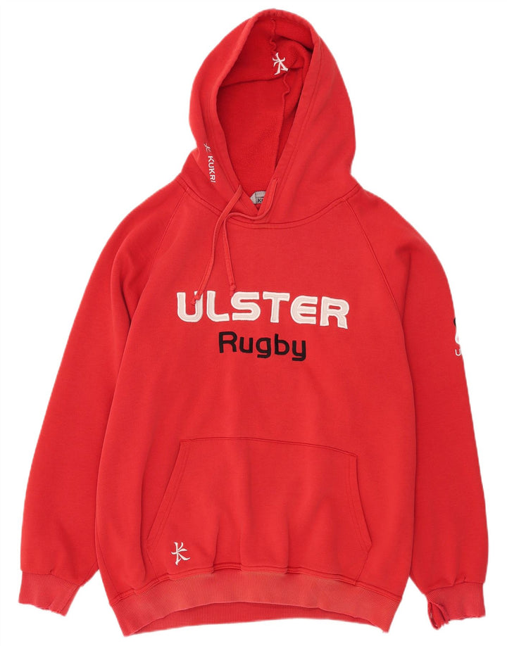 KUKRI Mens Graphic Hoodie Jumper Large Red Cotton