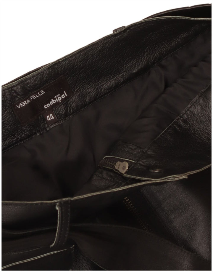 Conbipel Damen Mini-Lederrock IT 44 Medium W34 Schwarzes Leder