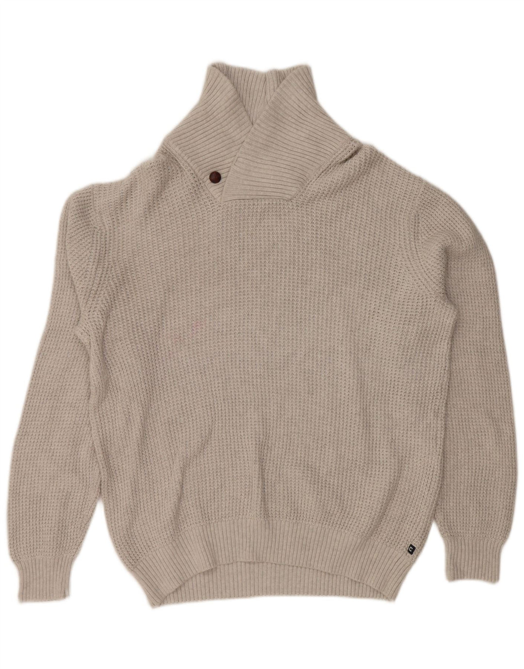 CHAPS Herren-Pullover mit Schalkragen, lockere Passform, mittelgraue Baumwolle