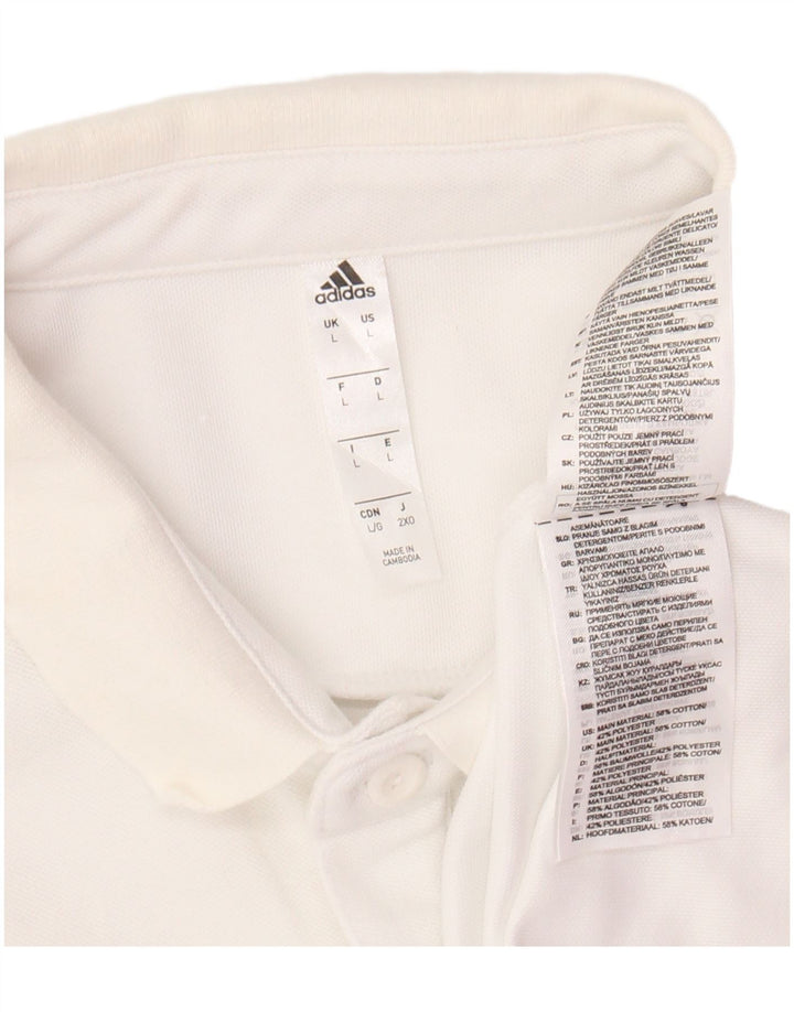 ADIDAS Mens Polo Shirt Large White Cotton