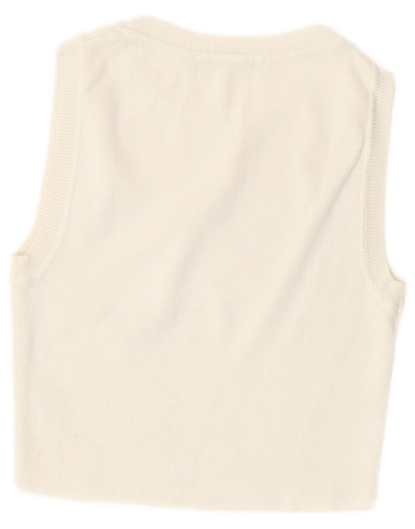 Zara Damen Crop Vest Tank Top UK 8 Small Off White