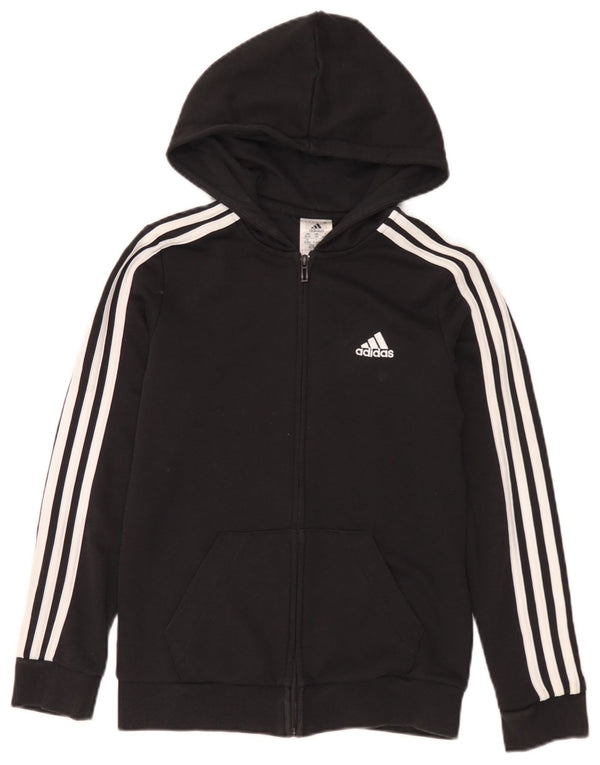 Adidas Damen Zip Hoodie Pullover UK 4/6 XS Schwarz Baumwolle