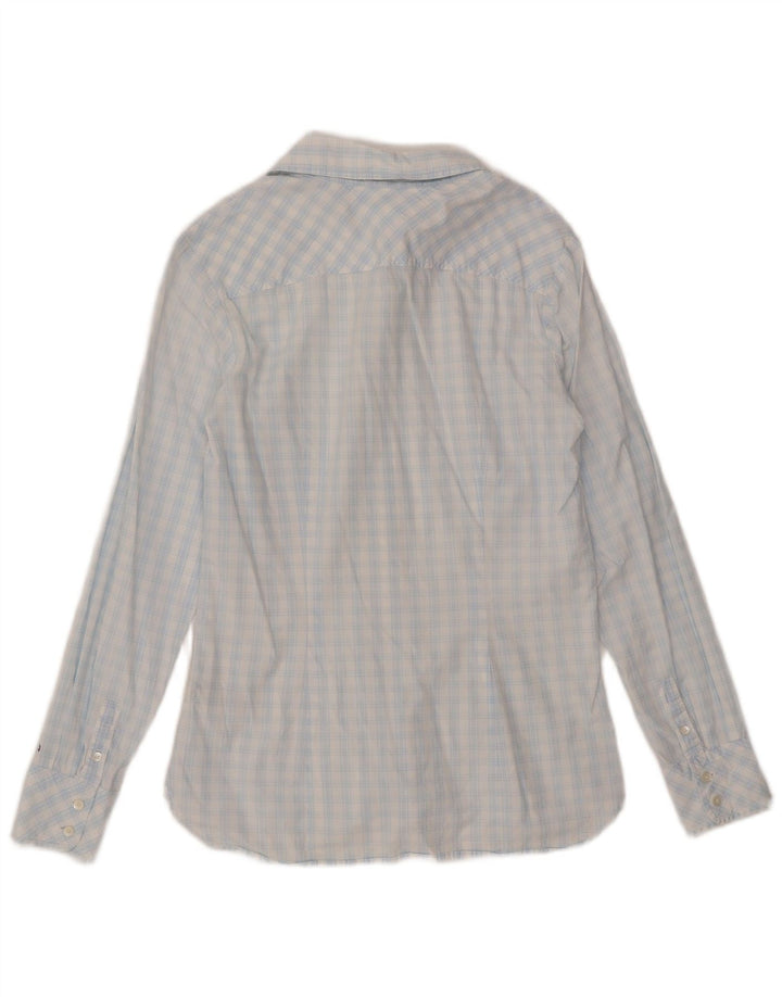Tommy Hilfiger Damenhemd US 8 mittelblau karierte Baumwolle