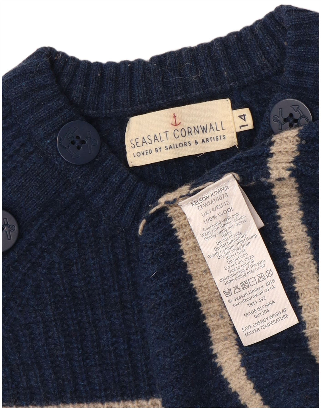 SEASALT CORNWALL Damen-Pullover mit Rundhalsausschnitt, Gr. 14, Marineblau
