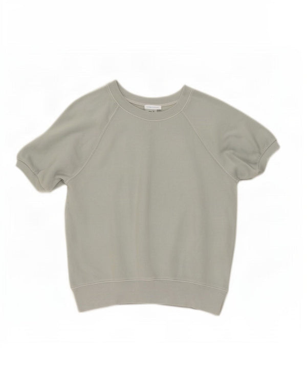 Gap Damen Kurzarm-Sweatshirt-Pullover UK 14 Mittelgrüne Baumwolle