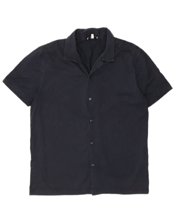 Reiss Herren Kurzarmhemd XL Marineblau Baumwolle