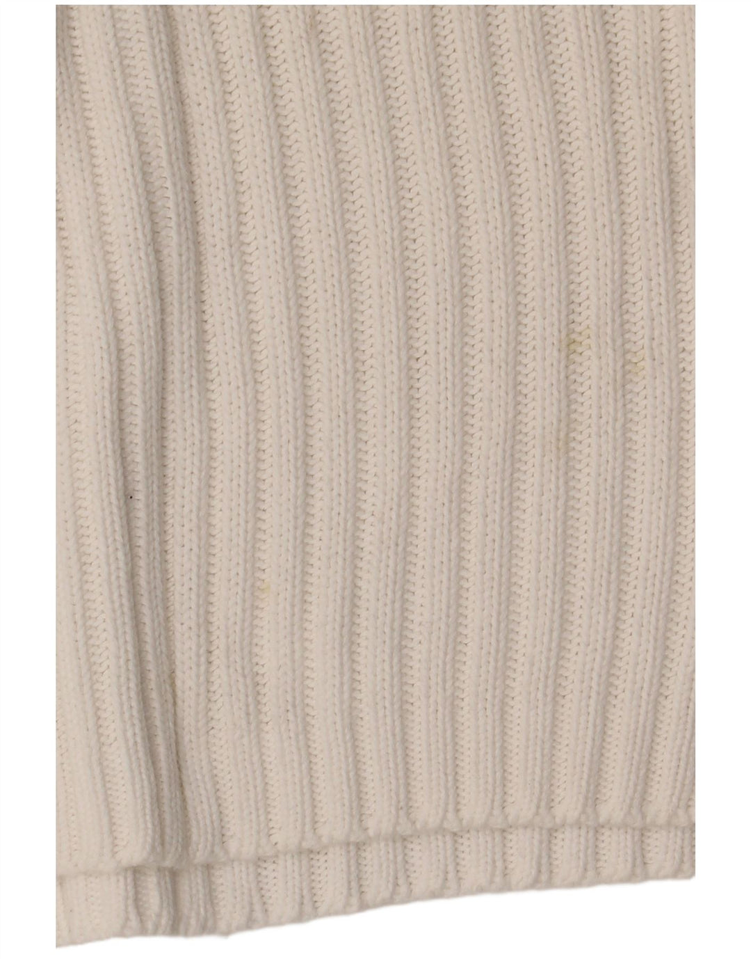 Benetton Damen-Pullover mit V-Ausschnitt, Gr. 10, Größe S, weiße Baumwolle