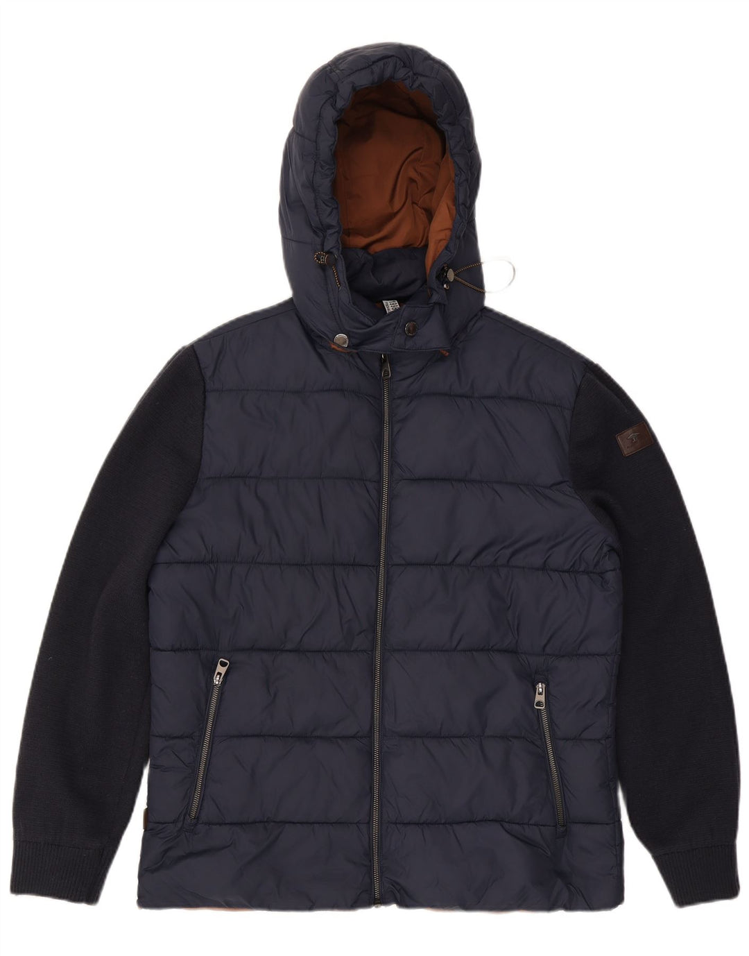 Fynch Hatton wattierte Herrenjacke mit Kapuze, UK 38, Mittel, Marineblau, Farbblock