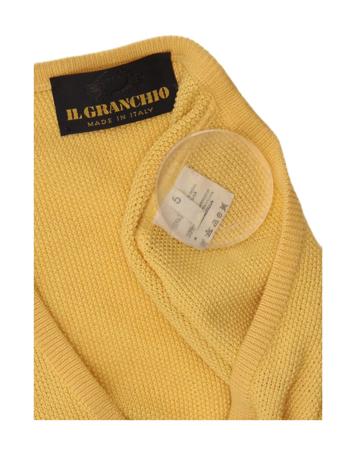 IL GRANCHIO Mens V-Neck Jumper Sweater Large Yellow Wool Vintage Il Granchio and Second-Hand Il Granchio from Messina Hembry 