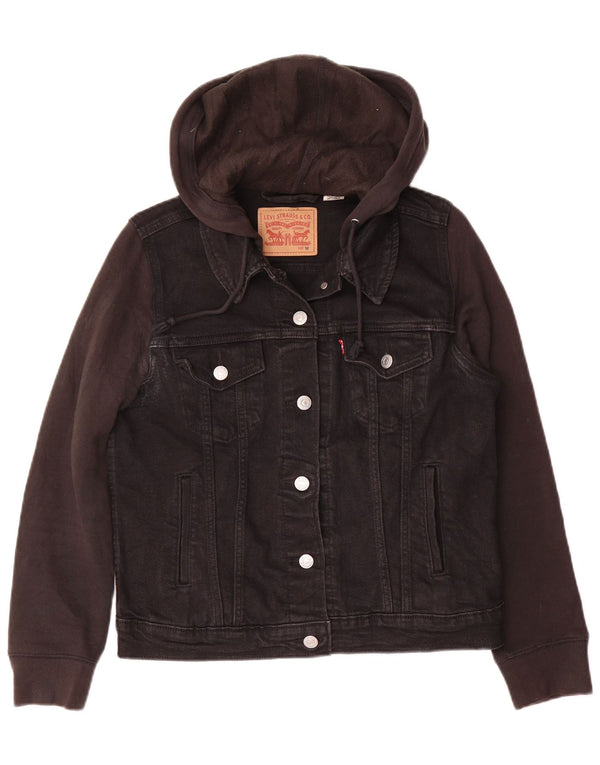 Levi's Damen-Jeansjacke mit Kapuze, UK 14, mittelschwarz, Baumwolle