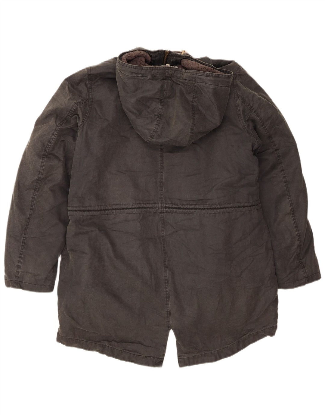 Fat Face Damen-Parka mit Kapuze, UK 14, Größe L, Grau, Baumwolle