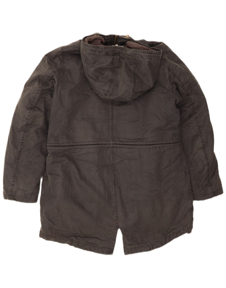 Fat Face Damen-Parka mit Kapuze, UK 14, Größe L, Grau, Baumwolle