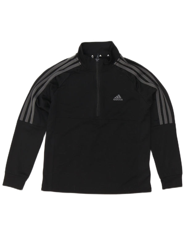 Adidas Boys Aeroready Zip Neck Pullover Tracksuit Top 9-10 Years Black