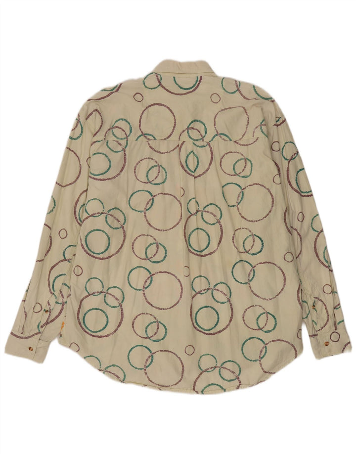 Vintage Herrenhemd 2XL Off White Geometrische Baumwolle