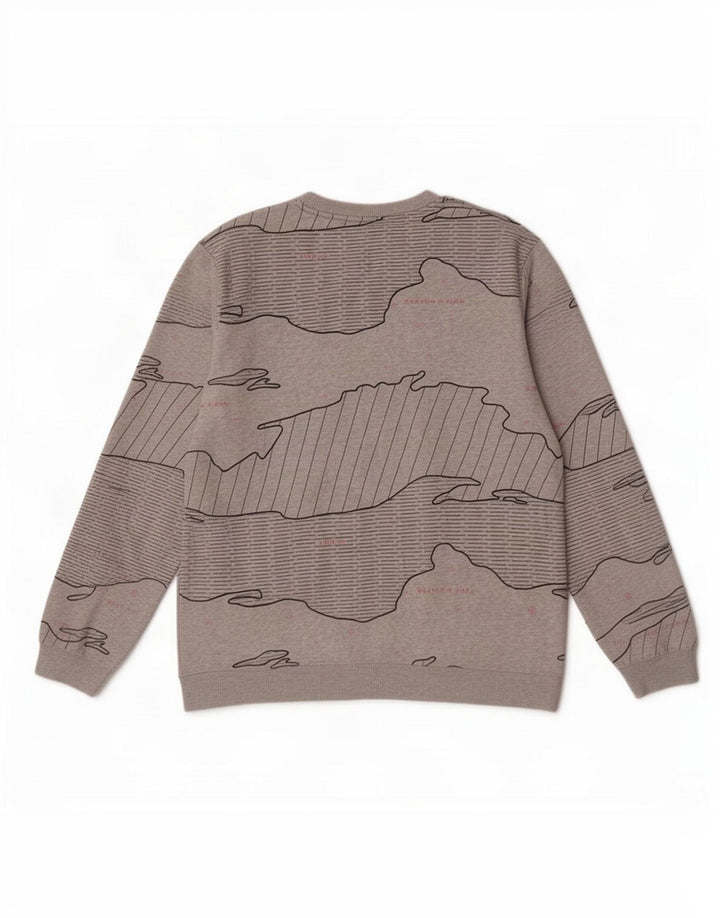 Scotch & Soda Herren-Sweatshirt mit abstraktem Muster, groß, aus grauer Baumwolle