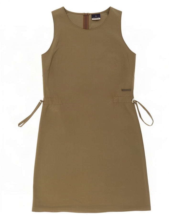 Trussardi Damen Ärmelloses Etuikleid IT 42 Medium Khaki Polyester