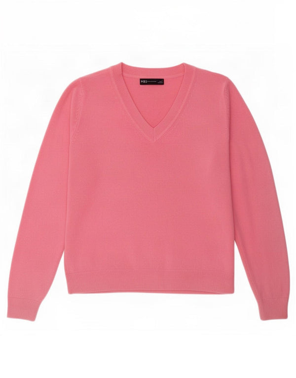Marks & Spencer Damen-Pullover mit V-Ausschnitt, Gr. 10, klein, rosa, Acryl
