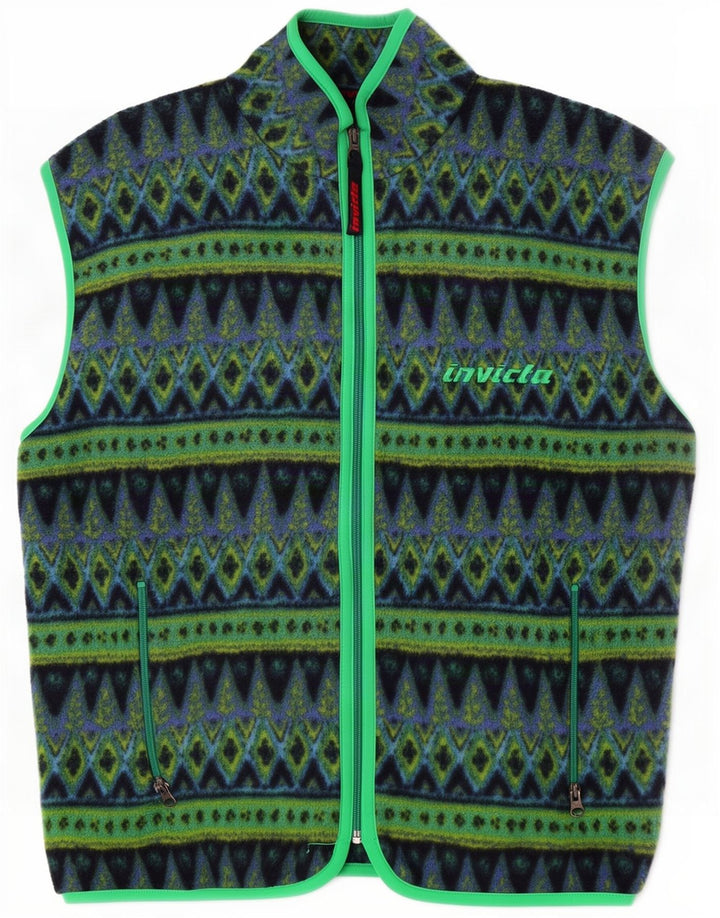 Invicta Herren-Fleeceweste UK 40, groß, grün, geometrisch, Polyester