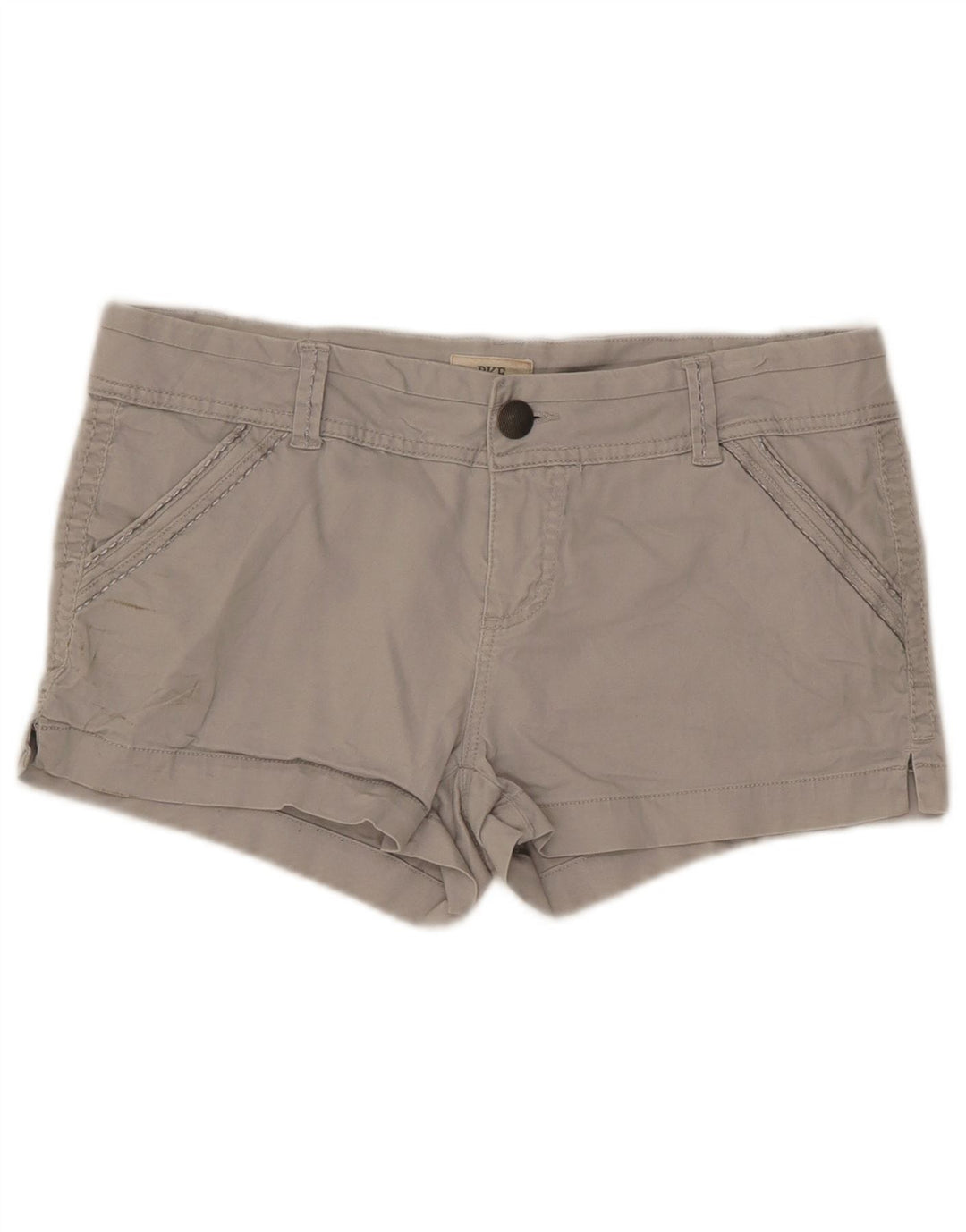 BKE Damen-Chinoshorts mit niedriger Taille, W30, mittelgraue Baumwolle