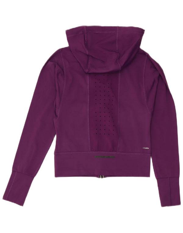 Adidas Damen Climalite Crop Oversized Zip Hoodie Pullover UK 4/6 XS Lila