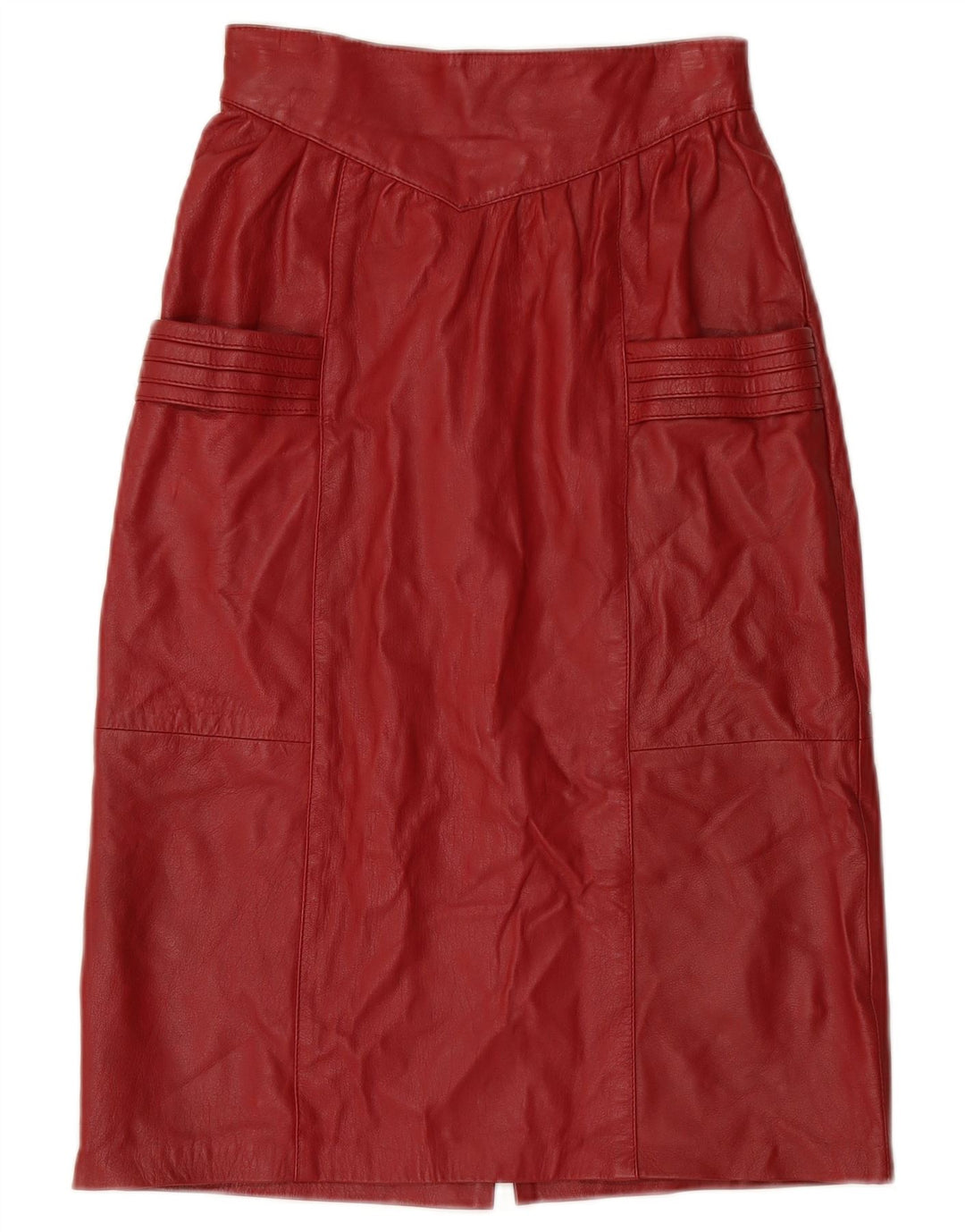 VINTAGE Damen Lederrock mit hoher Taille W24 XS Burgund