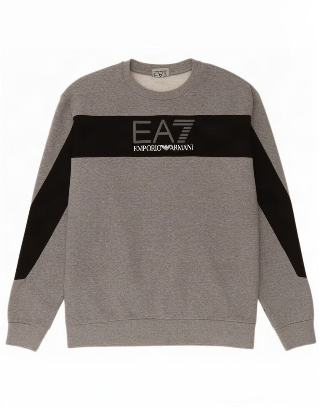 Emporio Armani Herren Grafik-Sweatshirt-Pullover Mittelgrauer Farbblock