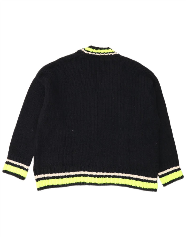 Zara Damen-Strickjacke in Übergröße, Gr. 10, Größe S, Schwarz, Farbblock