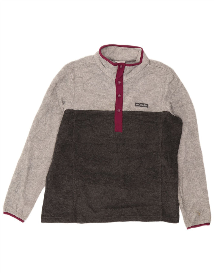 COLUMBIA Damen-Fleecepullover mit Knopfkragen, UK 16, Größe L, Grau, Farbblock