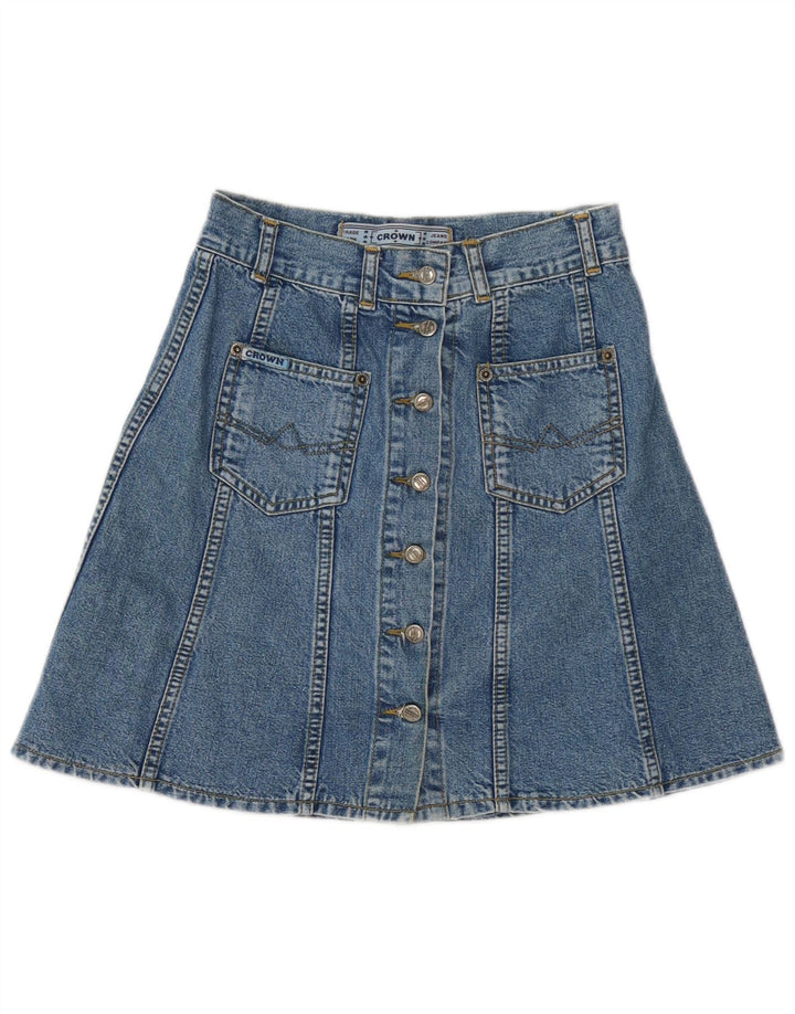 Crown Damen Jeansrock W27 Small Blau Baumwolle