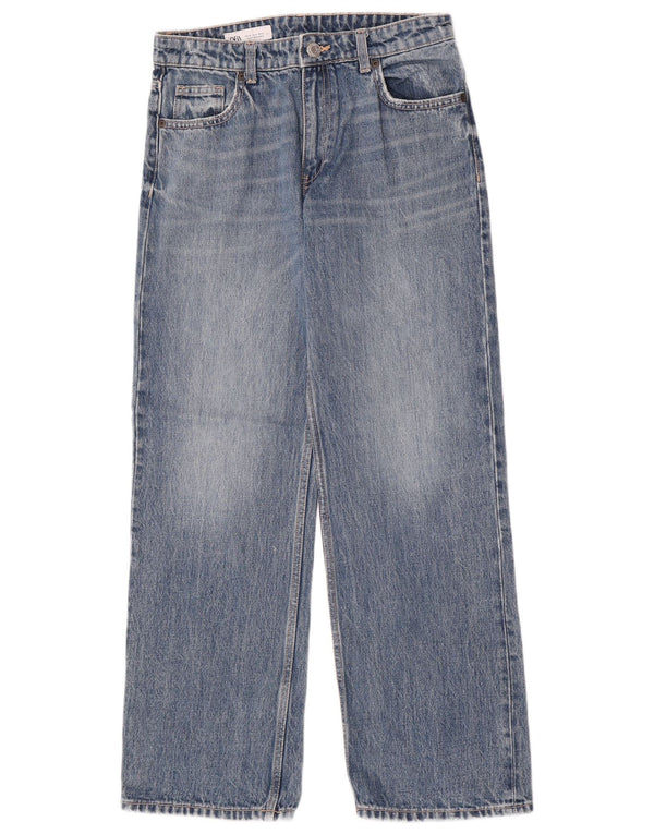 Zara Damen High Rise Wide Leg Jeans EU 36 XS W26 L30 Blaue Baumwolle