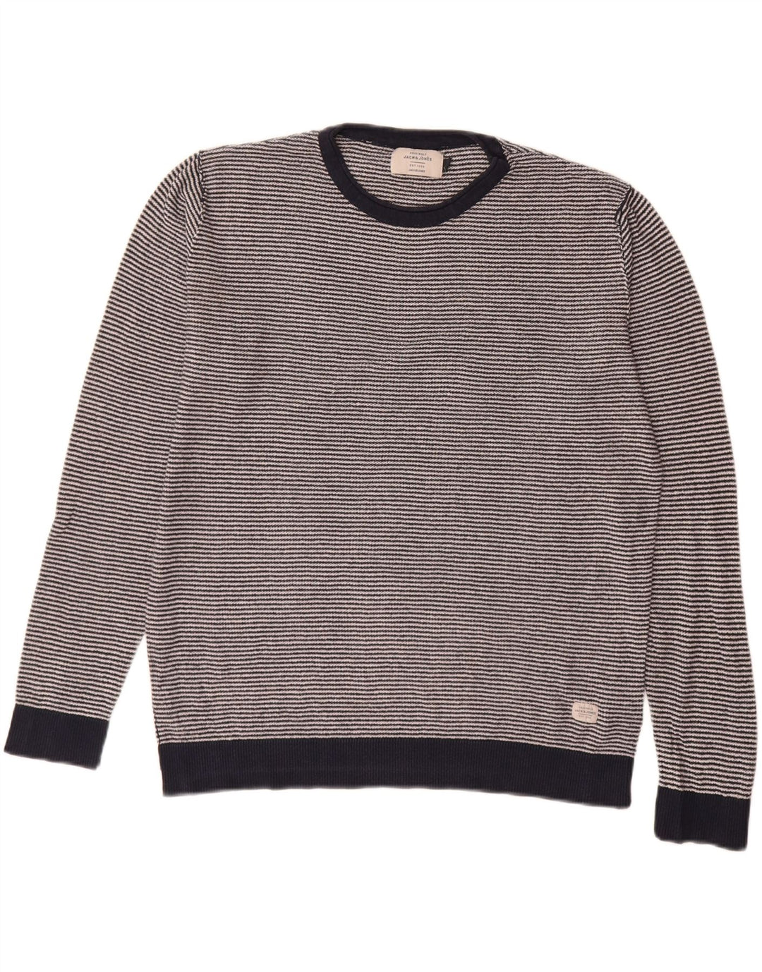 Jack & Jones Herren-Pullover mit Rundhalsausschnitt, groß, marineblau gestreift