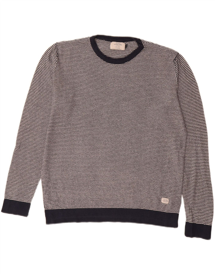 Jack & Jones Herren-Pullover mit Rundhalsausschnitt, groß, marineblau gestreift