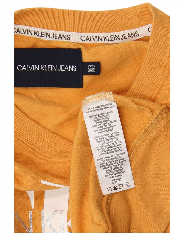 Calvin Klein Jeans Damen Übergroßer Sweatshirt-Pullover UK 10 Small Gelb