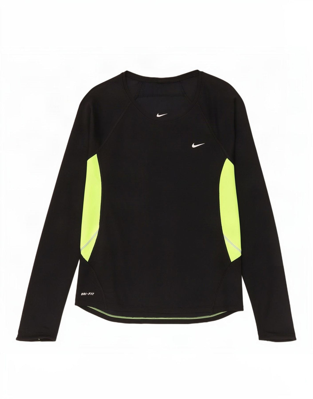 Nike Damen Dri Fit Top Langarm UK 14 Mittelschwarz Farbblock