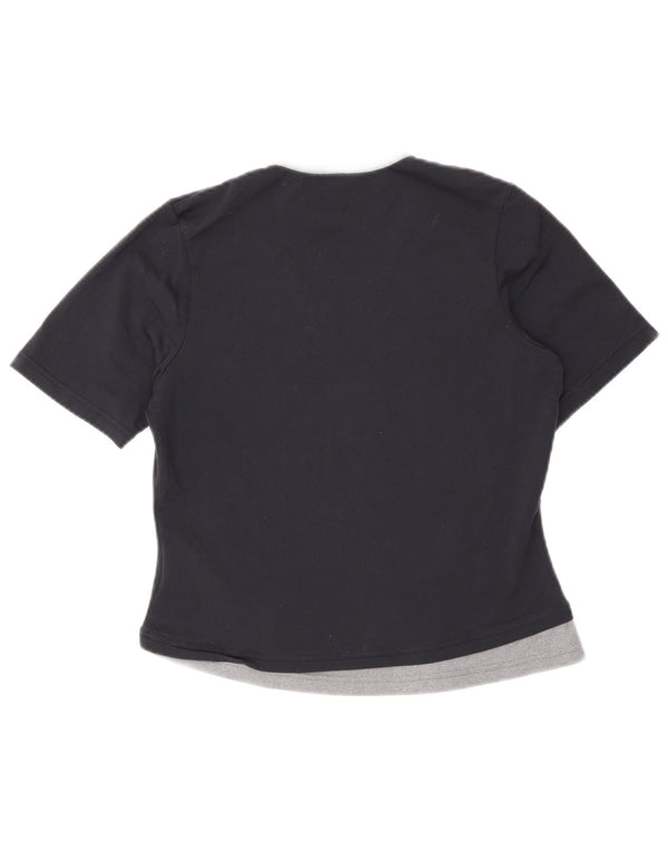 Nike Damen Crop T-Shirt Top US 4/6 Small Schwarzes Colourblock-Nylon