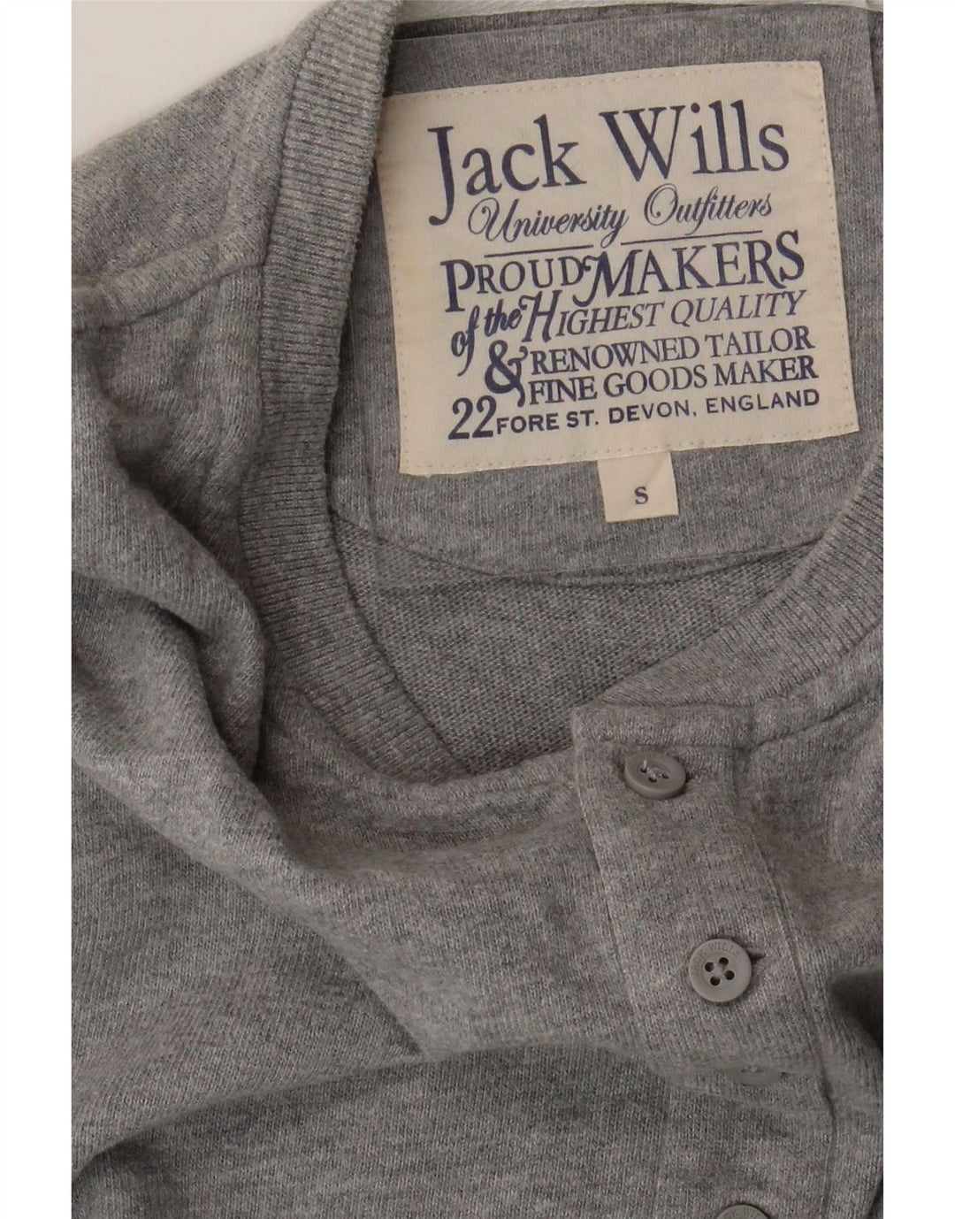 Jack Wills Herren-Oberteil, langärmelig, klein, grau gesprenkelte Baumwolle