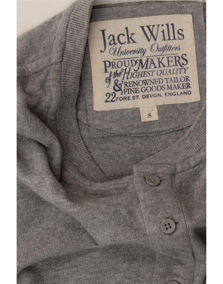 Jack Wills Herren-Oberteil, langärmelig, klein, grau gesprenkelte Baumwolle
