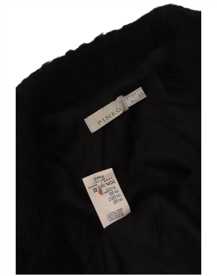 PINKO Damen Crop Blazer Jacke UK 8 Small Schwarze Wolle