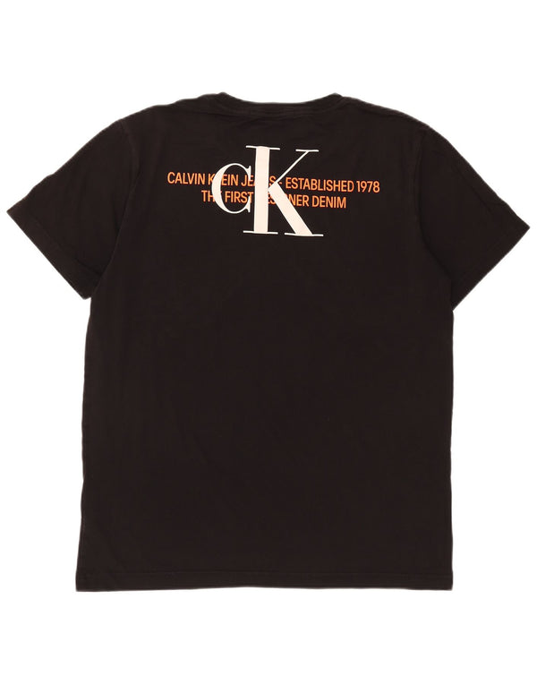 Calvin Klein Jeans Mens Graphic T-Shirt Top 2XL Black Cotton