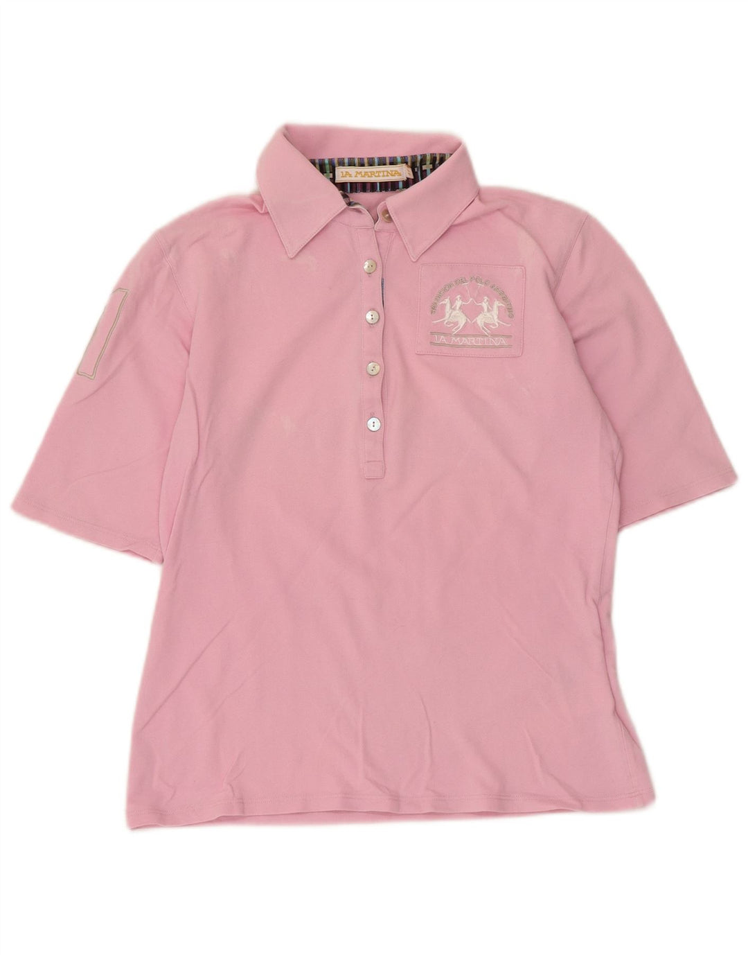 La Martina Damen Grafik-Poloshirt IT 44 Mittelrosa Baumwolle