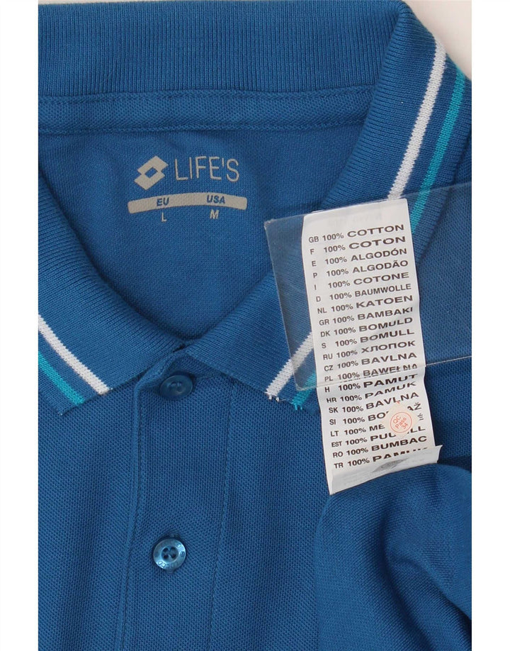 Lotto Herren Life's Poloshirt Mittelblau gestreift aus Baumwolle