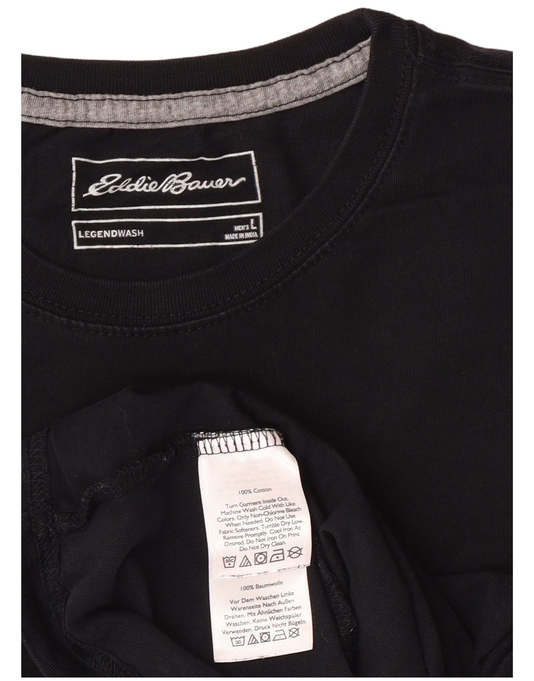 EDDIE BAUER Herren T-Shirt Top Large Schwarz Baumwolle