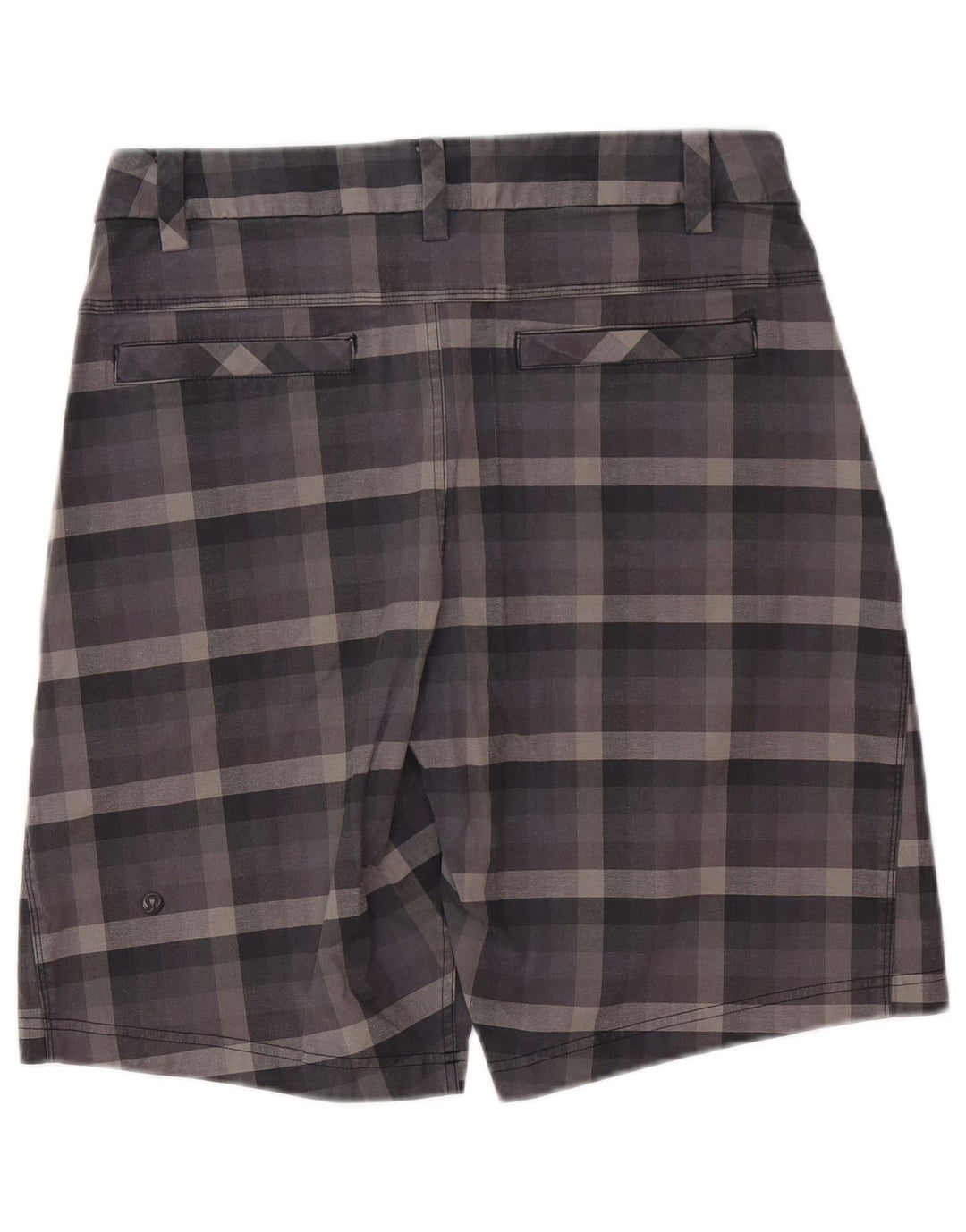 Lululemon Herren-Chinoshorts W32, große grau karierte Baumwolle