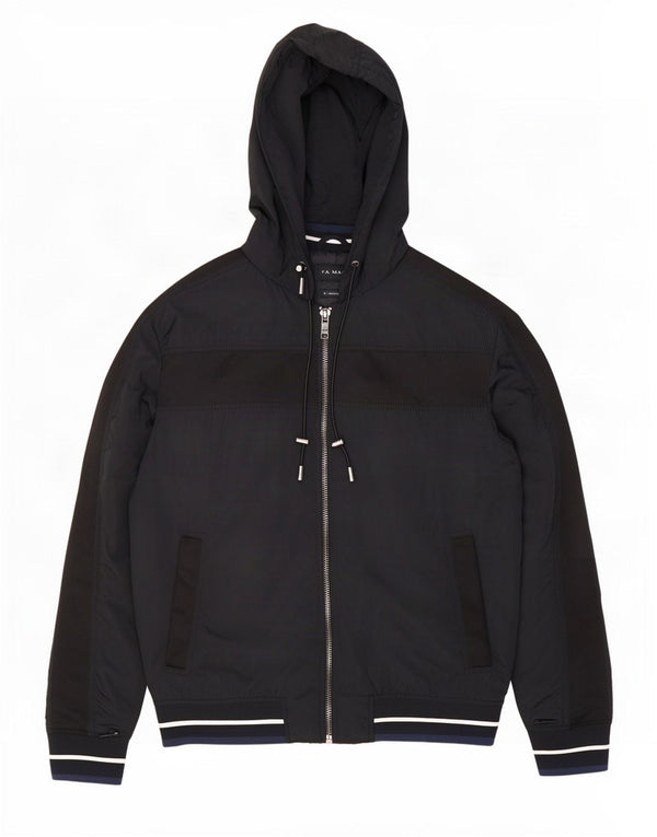 Zara Mens Hooded Tracksuit Top Jacket Medium Black